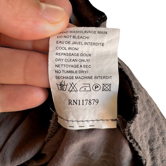 Manoush Boho Embroidered Peasant Top Gray Black Cotton Blouse Size L - Picture 8 of 11